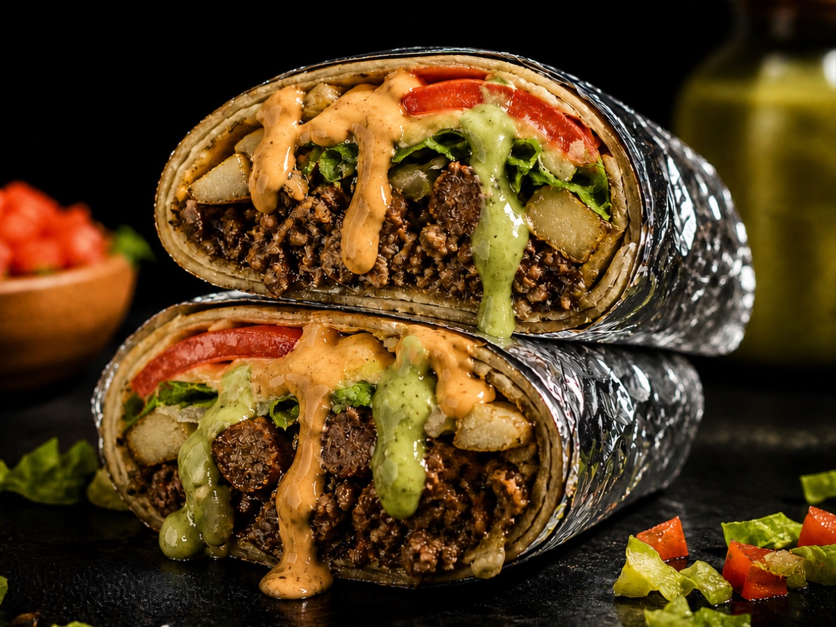 Wrap de res con salsa de la casa